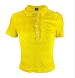 Versace Yellow Terrycloth Button Up Shirt, c.90's, M