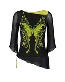 Versace Jeans Couture Butterfly Asymmetrical Mesh Top, c.2000's, M

