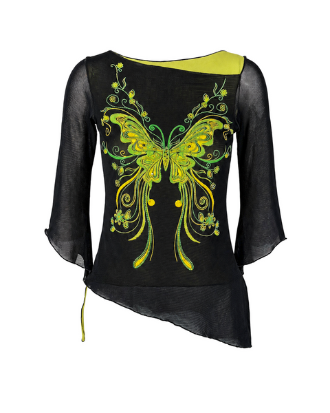 Versace Jeans Couture Butterfly Asymmetrical Mesh Top, c.2000's, M
