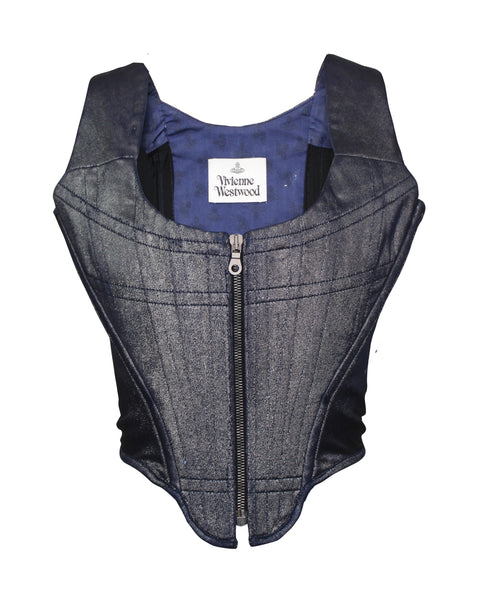 Vivienne Westwood Metallic Blue 'Portrait' Corset, SS22, IT 46