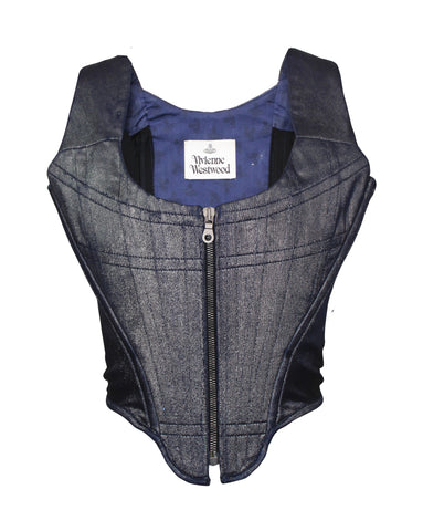 Vivienne Westwood Metallic Blue 'Portrait' Corset, SS22, IT 46
