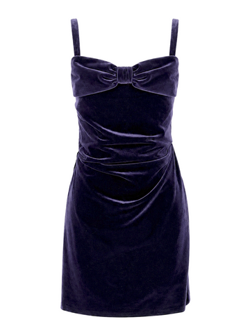 Vivienne Westwood Dark Purple Velvet Bow Mini Dress, SS99, 4 US