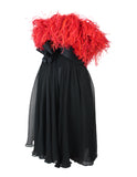 Yves Saint Laurent Black Silk Mousseline Mini-dress with Red Marabou Bust, AW91, 36 FR /  US 4 