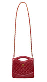 Chanel Cherry Red Mini Bag with Interlocking Logo Clasp & Chain, c. 80's