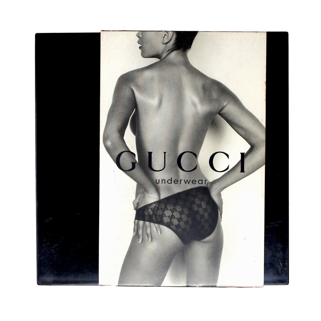 Gucci Black, Sheer Monogrammed Mesh Briefs, SS98, Size L – Pechuga