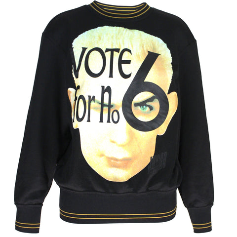 Jean Paul Gaultier Junior Gaultier "Vote No. 6" Graphic Crewneck, AW91, Size 40 IT JUNIOR GAULTIER logo black on black screenprint