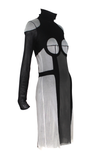 Jean Paul Gaultier Soleil Black and Grey Colorblock Mesh Dress, SS90 Reissue, Size L