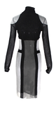 Jean Paul Gaultier Soleil Black and Grey Colorblock Mesh Dress, SS90 Reissue, Size L BACK VIEW