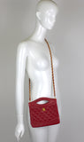 Chanel Cherry Red Mini Bag with Interlocking Logo Clasp & Chain, c. 80's