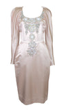 Pechuga Bejeweled Corset in Blush Silk Satin and Chiffon, Size US 16 / IT 52