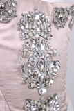 Pechuga Bejeweled Corset in Blush Silk Satin and Chiffon, Size US 16 / IT 52