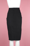 Jean Paul Gaultier Black Wool Stretch Pencil Skirt, c. 90's, 25 W