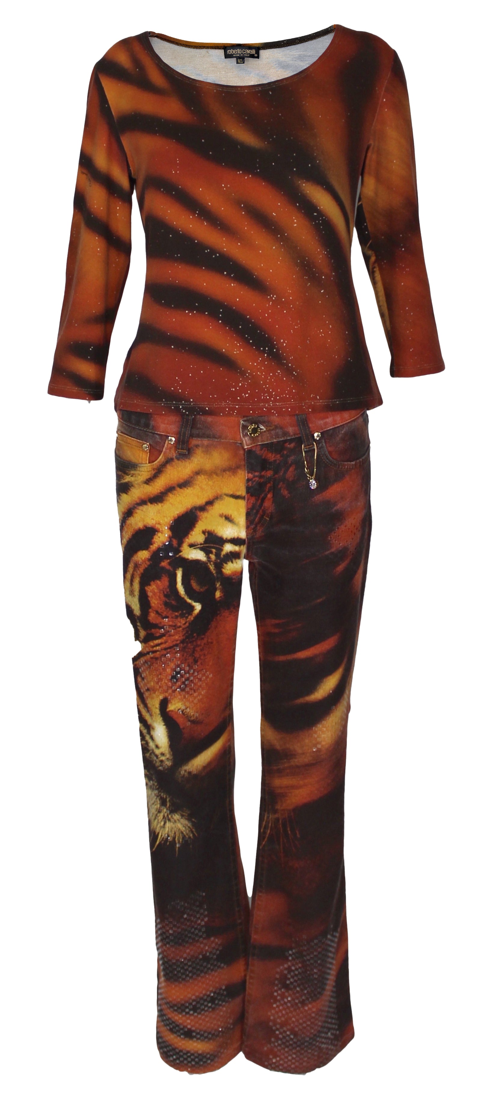 Roberto Cavalli T-shirt & Denim Pant, Tiger Print Set, AW