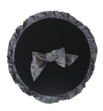 Yves Saint Laurent Black Velvet Disc Hat with Tafetta Bow, AW 87, OS