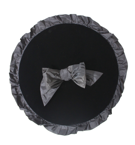 Yves Saint Laurent Black Velvet Disc Hat with Tafetta Bow, AW 87, OS