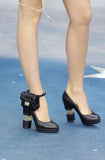Chanel Black Leather Split "CC" Logo Heel, SS08, IT 40 / US 10