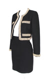 Moschino Black, Wool Pearl Embellished Skirt Suit, SS10, US 4